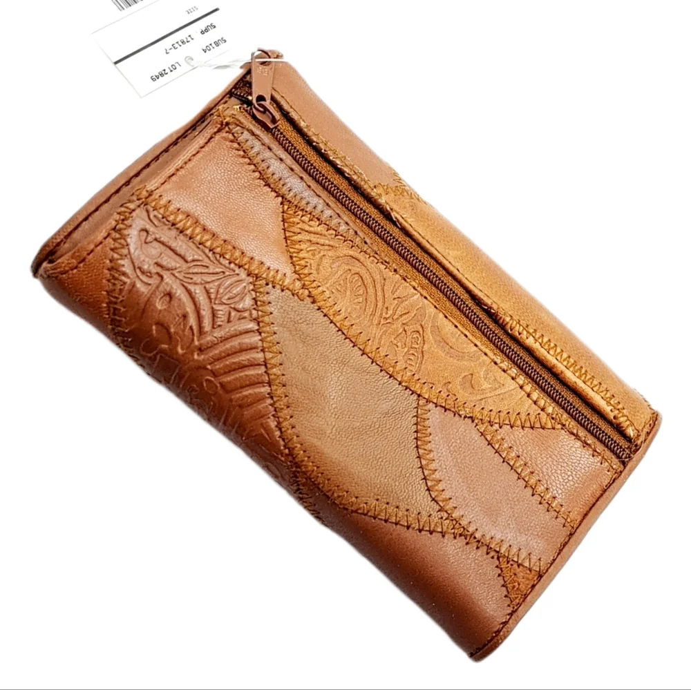 Fiocchi ~ Brown Shades of Leather Patchwork Wallet Super Soft. Made In Italy - Picture 6 of 6
